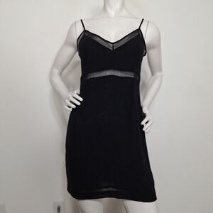 In Wear Black Witchy Romantic V-Neck Sheer Mesh Y2K Sleeveless Mini Dress Size 6